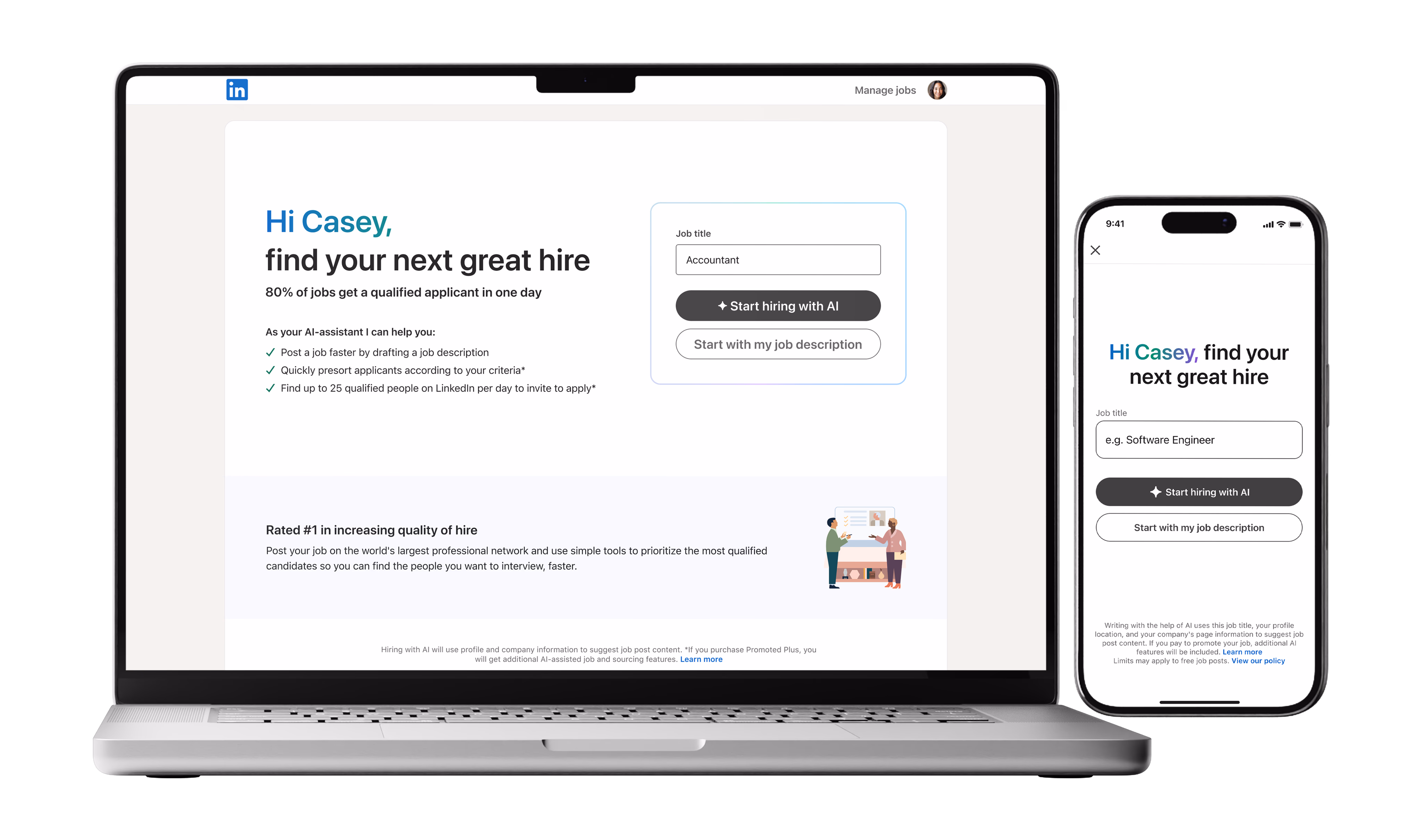 LinkedIn Hiring Assistant landing page